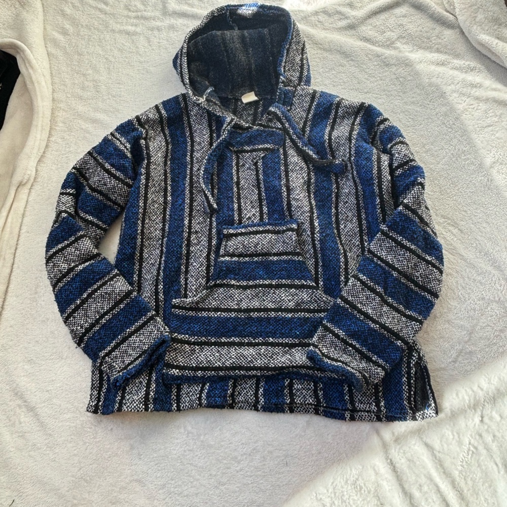 Blue and Gray Striped Men's Sweater